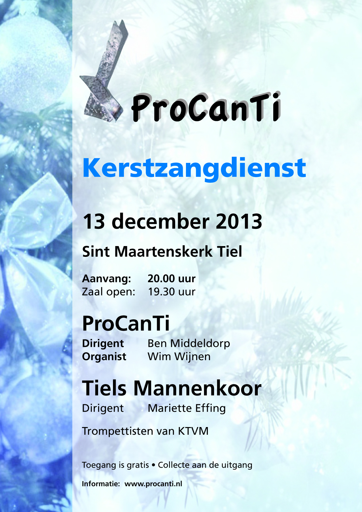 Poster ProCanTi kerstconcert 2013
